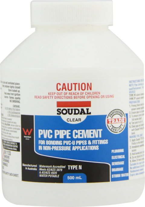 SOUDAL PVC PIPE CEMENT TYPE N 500ML CLEAR 